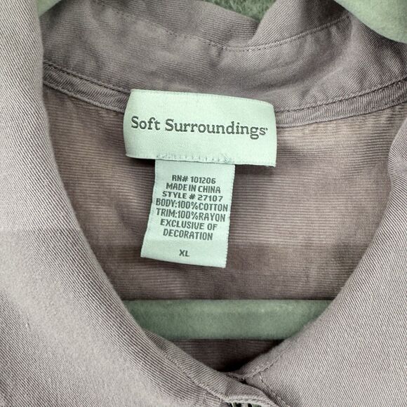 Soft Surroundings Top XL Lavender Button Up Corduroy Embroidered Western Angel - Picture 2 of 15